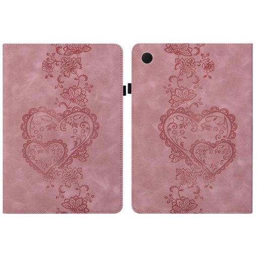 Samsung Galaxy Tab A8 10.5 2021 Pink Love Hearts Leather Case - 1