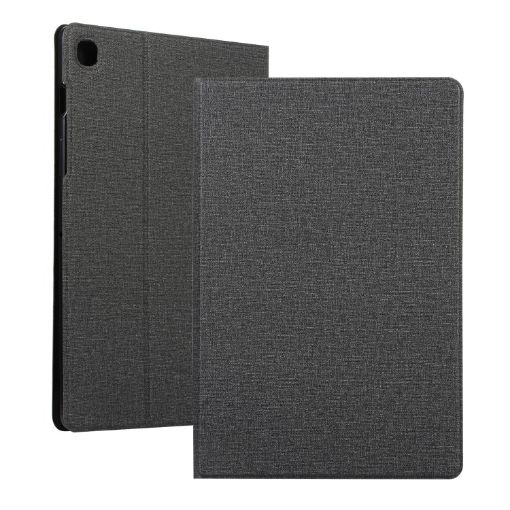 Samsung Galaxy Tab A7/T500 Black Fabric Texture Flip PU Leather Case - 1