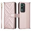 OPPO A5 5G/4G Leather Phone Case with 6-Card Slots & Wrist Strap Pink - 1