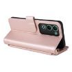 OPPO A5 5G/4G Leather Phone Case with 6-Card Slots & Wrist Strap Pink - 7