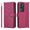 OPPO A5 5G/4G Leather Phone Case with 6 Card Slots & Wrist Strap - Rose Red - 1
