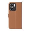 OPPO A5x 5G/4G Leather Phone Case with 6-Card Slots & Wrist Strap Brown - 3