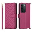 Realme C71 4G Leather Phone Case with 6-Card Slots & Wrist Strap - Rose Red - 1