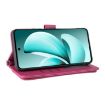 Realme C71 4G Leather Phone Case with 6-Card Slots & Wrist Strap - Rose Red - 6