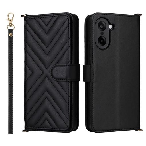OnePlus Ace 5 Racing 5G Leather Phone Case with 6-Card Slots & Strap - 1