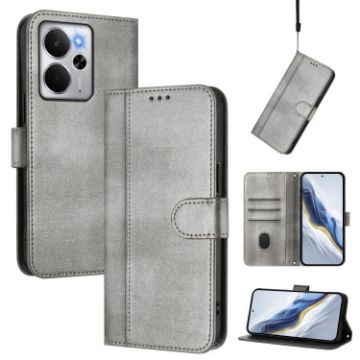 Realme 14 5G/14T 5G Retro Leather Phone Case - Grey, Global Line Splicing - 1
