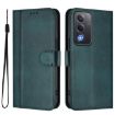 OPPO A5 5G Retro Leather Phone Case - Dark Green, Global Line Splicing - 2
