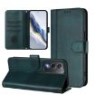OPPO A5 5G Retro Leather Phone Case - Dark Green, Global Line Splicing - 3