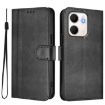 OPPO A5x 5G/4G Retro Leather Phone Case - Black, Global Line Splicing - 2