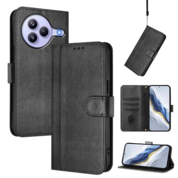 Xiaomi Civi 5 Pro 5G Retro Leather Phone Case - Black Splicing Buckle - 1