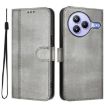 Xiaomi Civi 5 Pro 5G Retro Leather Phone Case, Grey, Line Splicing Buckle - 2