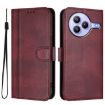 Xiaomi Civi 5 Pro 5G Retro Leather Phone Case, Wine Red, Line Splicing - 2