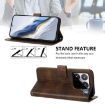 Xiaomi 15S Pro 5G Retro Leather Phone Case Brown - Line Splicing Buckle - 3