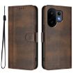 Vivo S30 Retro Leather Phone Case, Brown - Line Splicing Buckle Design - 2
