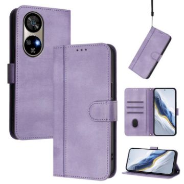Ulefone Note 17 Pro Retro Leather Phone Case, Purple, Line Splicing Buckle - 1