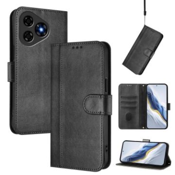 Ulefone Note 19 Retro Leather Phone Case - Black, Line Splicing Buckle - 1