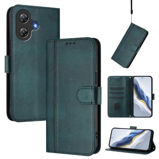 Ulefone Note 21 Retro Leather Phone Case, Dark Green, Line Splicing Buckle - 1