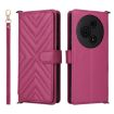 TCL 605/60 SE Leather Phone Case, 6-Card Slots, Wrist Strap, Rose Red - 1