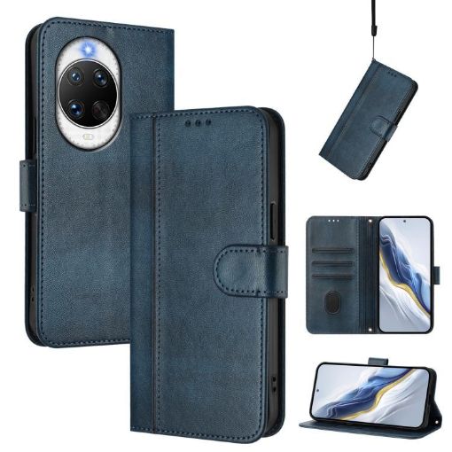 Huawei nova 14 Ultra Retro Leather Phone Case, Dark Blue, Splicing Buckle - 1