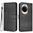 Huawei nova 14 Retro Leather Phone Case, Black - Line Splicing Buckle - 2