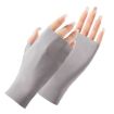 Ladies Half Finger Ice Silk Sunscreen Gloves, Linked Finger, Gray - 1