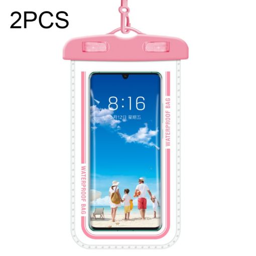 Transparent Waterproof Cell Phone Case Bag - 2 PCS Macaron Red - 1