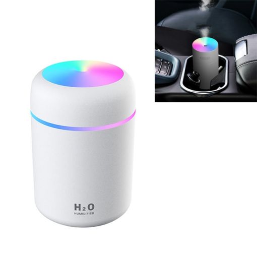 Colorful Cup Humidifier USB Car Air Purifier - White | Portable & Stylish - 1