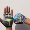 Cycling Shock Absorbing Anti-Slip Half-Finger Gloves, Size M (Blue) - 1