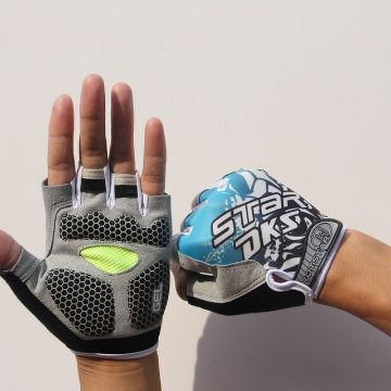 Cycling Shock Absorbing Anti-Slip Half-Finger Gloves, Size M (Blue) - 1