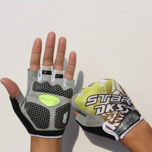 Cycling Shock Absorbing Anti-Slip Half-Finger Gloves, Size M, Yellow - 1