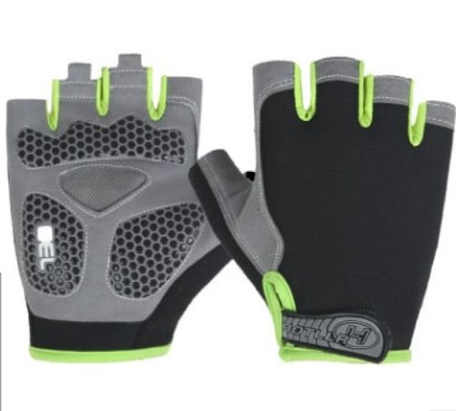 Cycling Shock Absorbing Anti-Slip Half-Finger Gloves, Size M (Black+Green) - 1