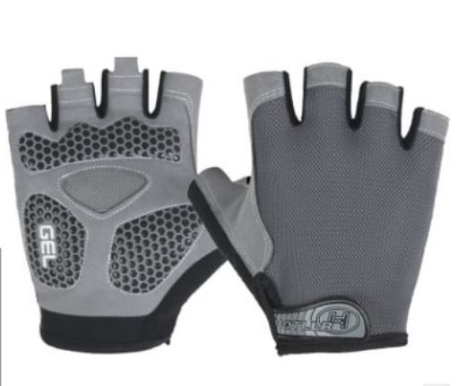 Cycling Shock Absorbing Anti-Slip Half-Finger Gloves, Size M (Grey) - 1