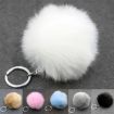 Light Green Fur Ball Pompon Keychain - Artificial Rabbit Fur Key Ring - 3