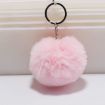 Pink Fur Ball Pompon Keychain - Artificial Rabbit Fur Key Ring for Women - 1