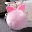 Pink Fur Pom Keychains - Fake Rabbit Fur Ball Keychain - 2