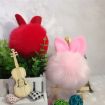 Red Fur Pom Keychains - Fake Rabbit Fur Ball Keychain - 5