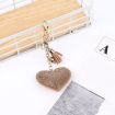 Green Heart Keychain Leather Tassel Gold Key Holder Crystal Keyring Gift - 3