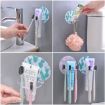 Pink Plastic Toothbrush Holder & Toothpaste Dispenser Storage - 5