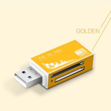 Gold Multi in 1 Memory SD Card Reader for MS Pro Duo, Micro SD, TF, M2, MMC, SDHC - 1