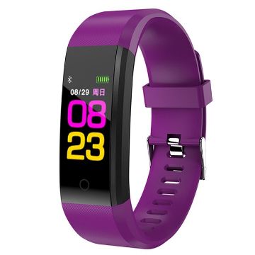 ID115 Plus Smart Bracelet: Heart Rate, Blood Pressure, Pedometer (Purple) - 1