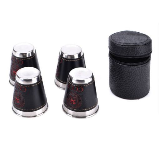 4 in 1 70ml Stainless Steel Travel Cups Set - Camping & Picnic Mugs - 1