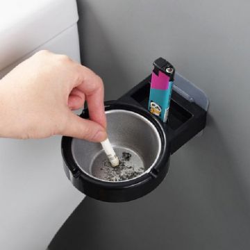 Wall-mounted Split Ashtray - Creative Black Bathroom Accessory - 1