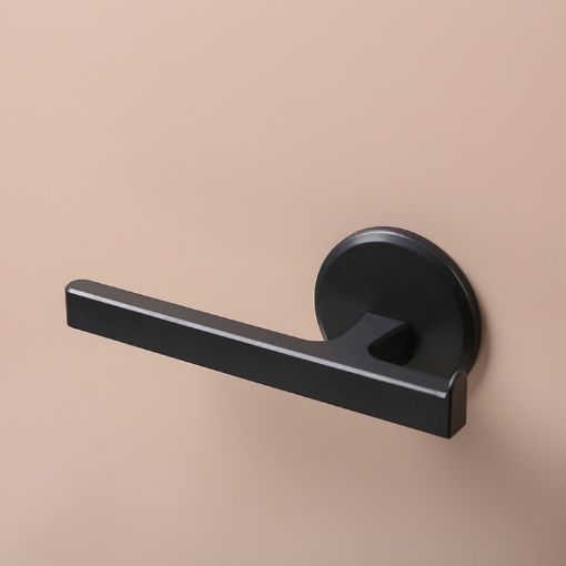 Black T-shaped Wall-mounted Bathroom Towel Rack Bar - 1