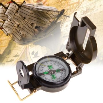 Portable Folding Lens Compass - Army Green Mini Camping Climbing Tool - 1