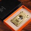 JIFENG 3 In 1 V Cigar Scissors Holder Cutter with Puncher Silver Flower - 7
