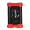 JIFENG 3 In 1 V Cigar Scissors Holder Cutter Puncher - Red & Black - 1
