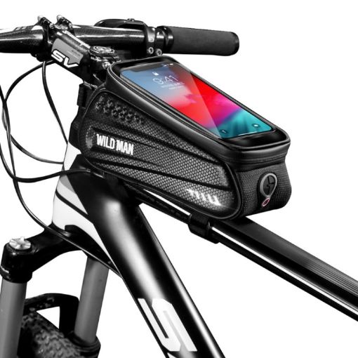 WILD MAN ES3 Hard Shell Bicycle Bag - Black 1L, Touch Screen Bike Bag - 1