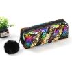 Reversible Sequin Pencil Case - Large School & Makeup Bag (Mixed+Gold) - 2