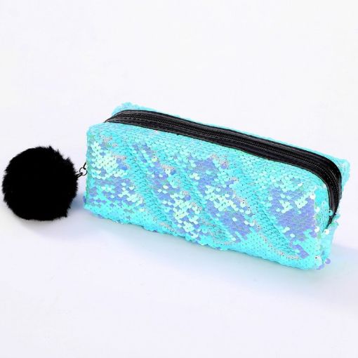 Reversible Sequin Pencil Case - Magic Blue+Purple, Big School Supplies Gift - 1