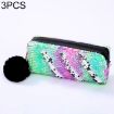 Reversible Sequin Pencil Case - Large School & Makeup Bag (Mixed/Silver) - 1